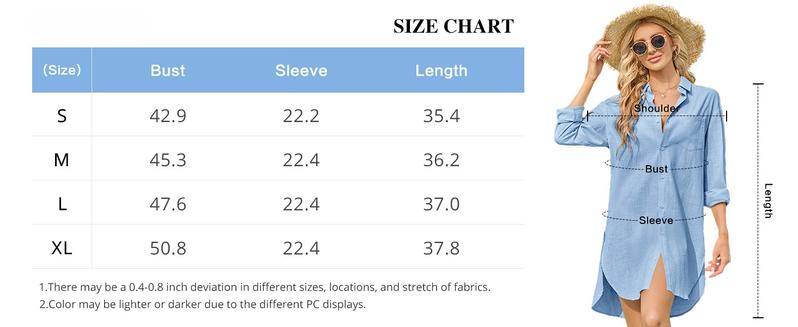 Saodimallsu Womens Button Down Shirts Linen Cotton Long Sleeve Blouse Tunic Tops Cover Up Shirt Loose Beach Bikini Dress