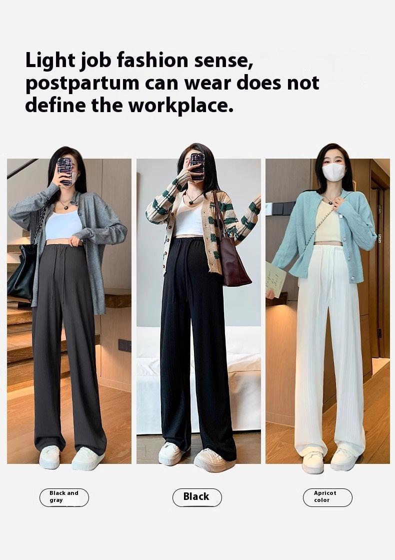 New Maternity Pants Spring and Fall Summer Petite No Toddler Drawstring Straight Pants Wide Leg Pants Pants Maternity Wear