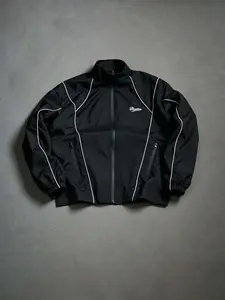 Men's Sport Jacket with Trim, Y2K Streetwear Windbreaker, Casual Loose-Fit Jacket for Daily and Outdoor Wear