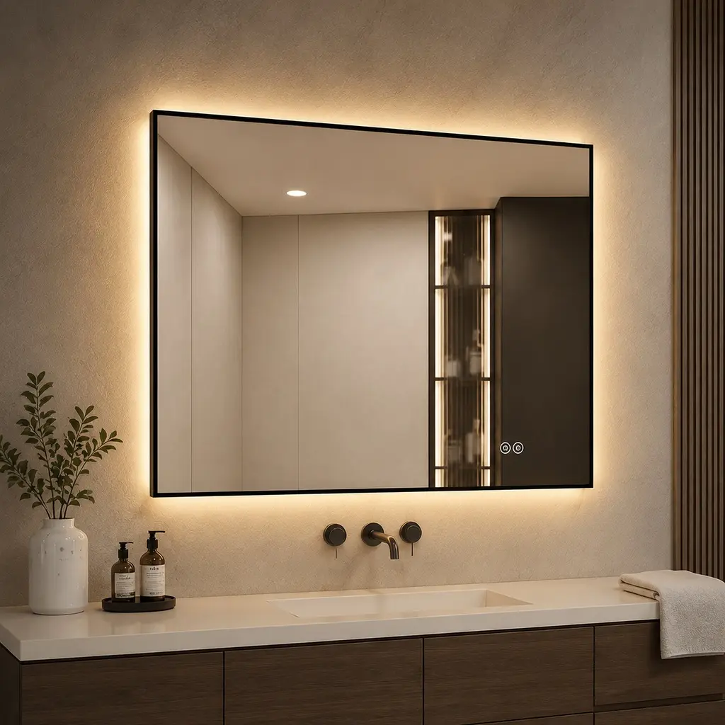 30x36 in Rectangle Wall Mirror, ARCH Black Aluminium Frame Lighted Bathroom Vanity Mirror, Backlit, Anti-Fog, Dimmable 3 Color Temperatures, Memory Function, Adjustable Horizontal/Vertical Mount, IP44, CRI>90, UL Listed