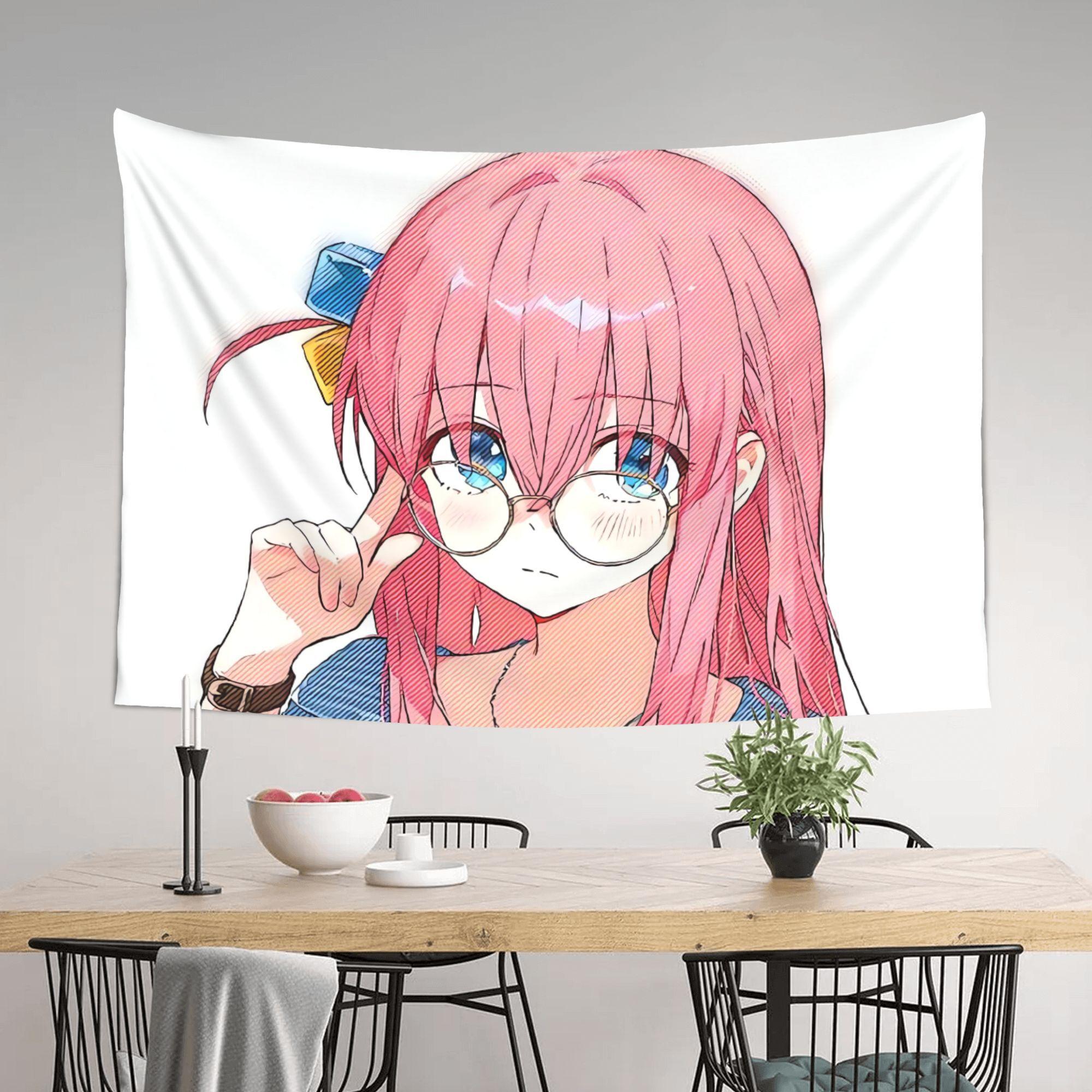 "Lonely Rock Girl" anime-themed tapestry - horizontal anime wall decoration, suitable for balconies, sun rooms, beds and sofas - soft indoor and outdoor decoration, including Lonely Rock Girl pattern