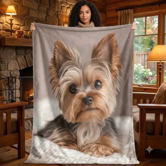 1pc Yorkshire Terrier flannel Blanket Suitable for Sofa Bed Car Office, Soft Machine Washable Flannel Bedspread with Yorkshire Terrier Print, All-Season Cozy Throw for &, Bedding for Yorkshire Terrier Lovers