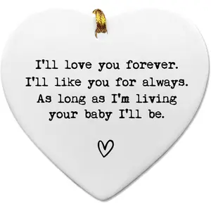 Mom Keepsake Ornament, "-As Long As I’m Living Your Baby I’ll Be" Ceramic Sentimental Message Decor for Mom, Mother Appreciation Hanging Piece, 3 Inch Ceramic Ornament (As Long As)