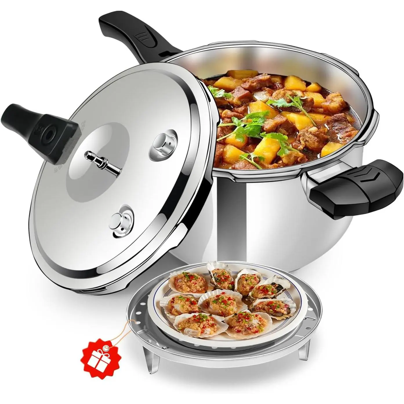 8-in-1 Stainless Steel 4 Quart Mini Pressure Cooker with 8 Safety Features, Fast Even Cooking for Healthy Meals, Suitable for Canning