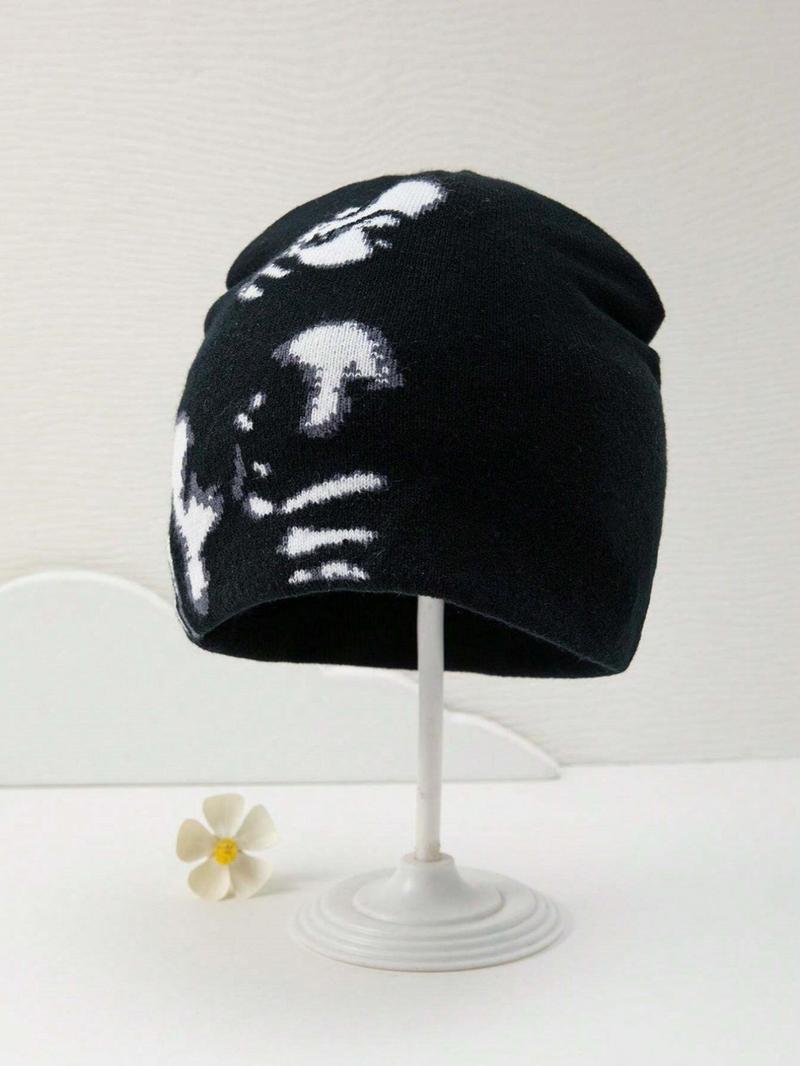 Unisex Colorblock Knitted Beanie Fitted Hat, Casual Outdoor Cycling Beanie Hat for Fall & Winter, Fashion Accessories for Men & Women