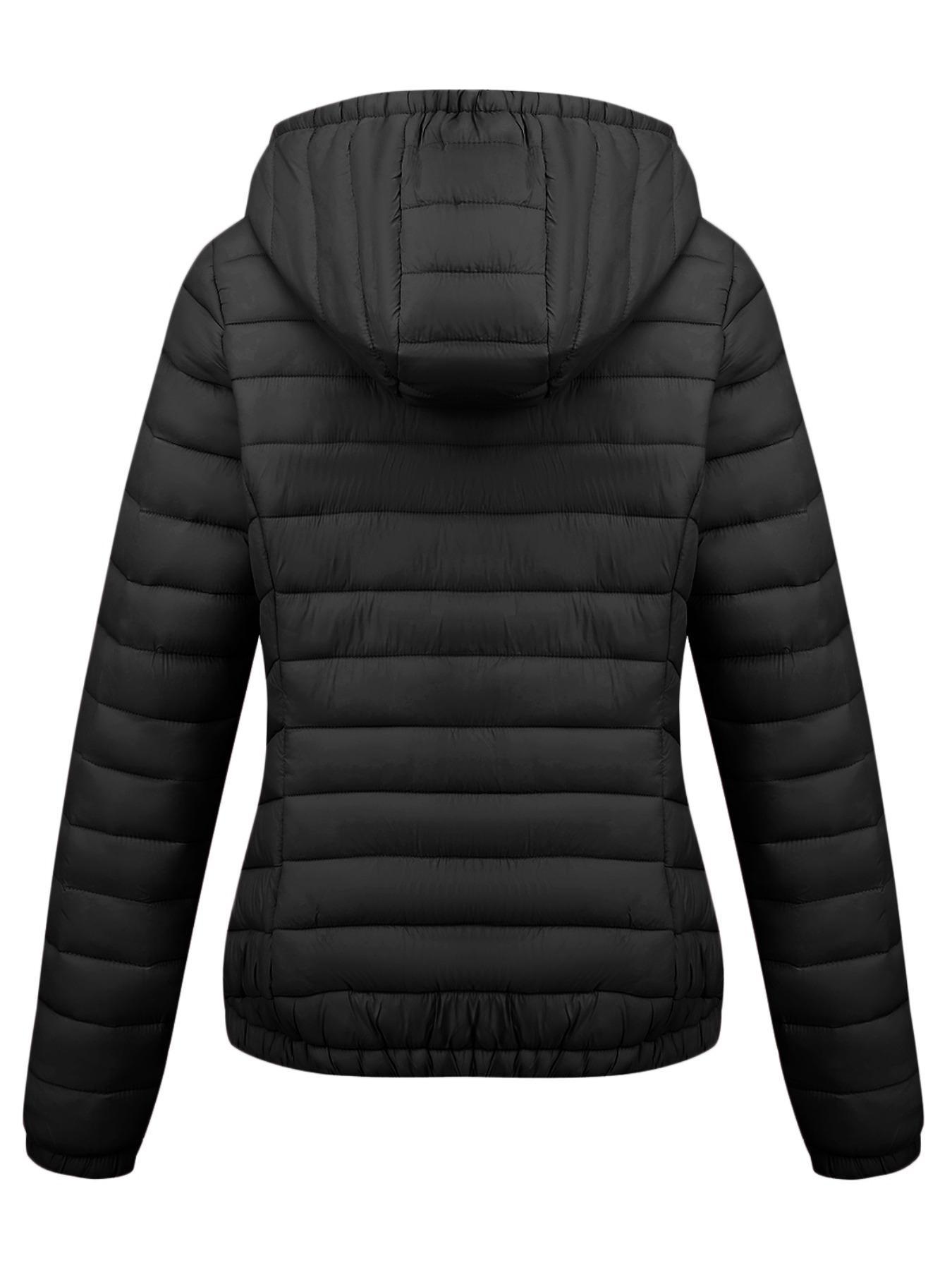 Geschallino Women's Lightweight Fitted Winter Cotton Jacket with Pockets, Casual Fall & Winter Hooded Coat for Daily Commute