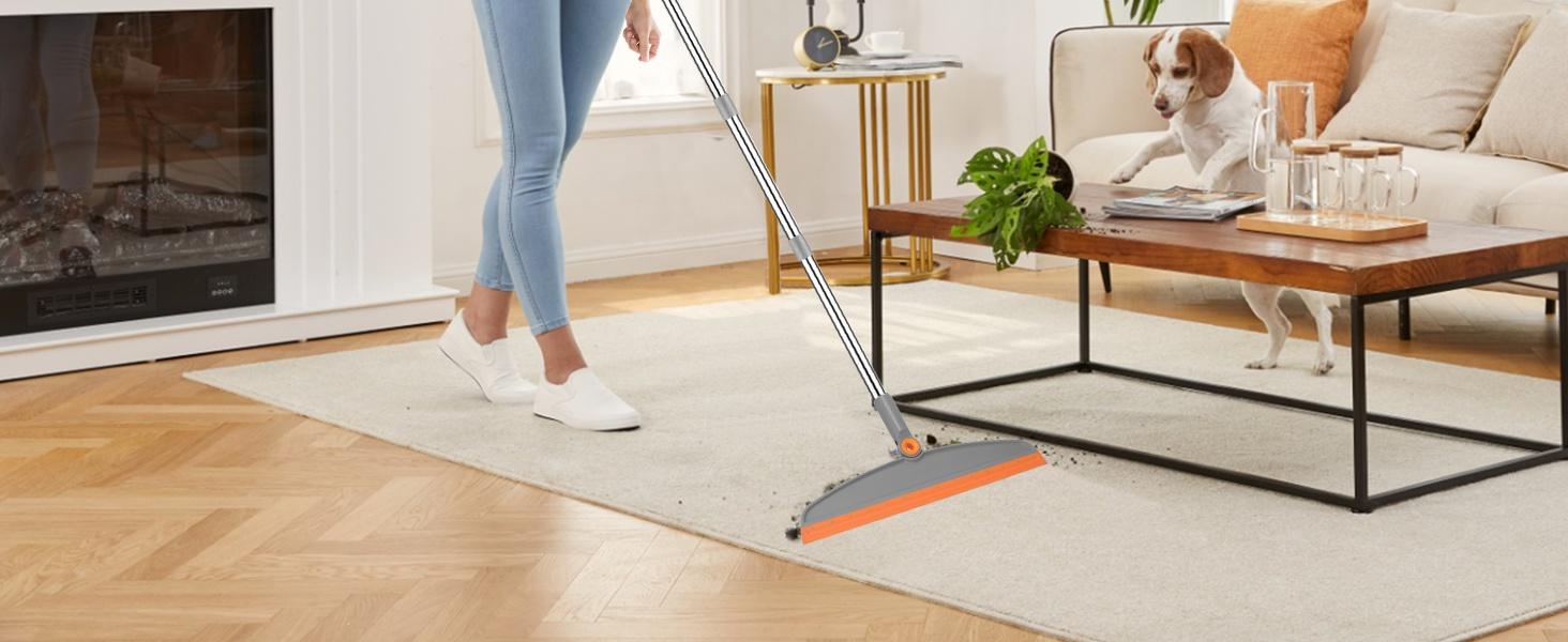 Multifunction Magic Broom, 54 Inch Adjustable Long Handle Silicone Floor Squeegee Broom, Sweep and Scrape 2 In 1 Household Cleaning Brooms for Floor, Bathrooms, Kitchens, Showers, Tile, Pet Hair,Glass