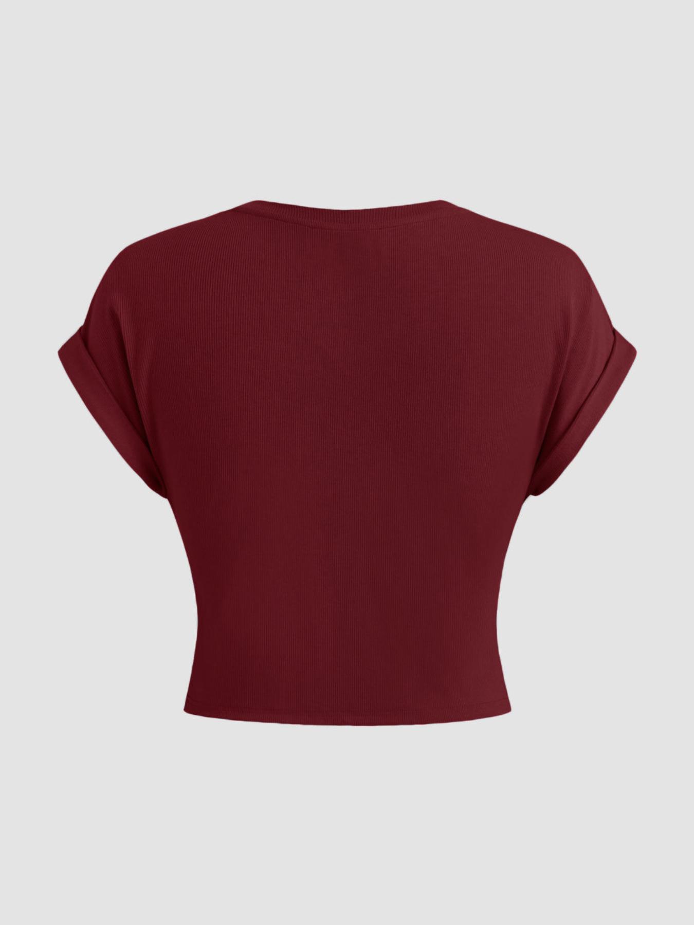 Women's Plain V Neck Fitted Tee, Casual Short Sleeve T-Shirt for Summer, Ladies Clothes for Daily Wear