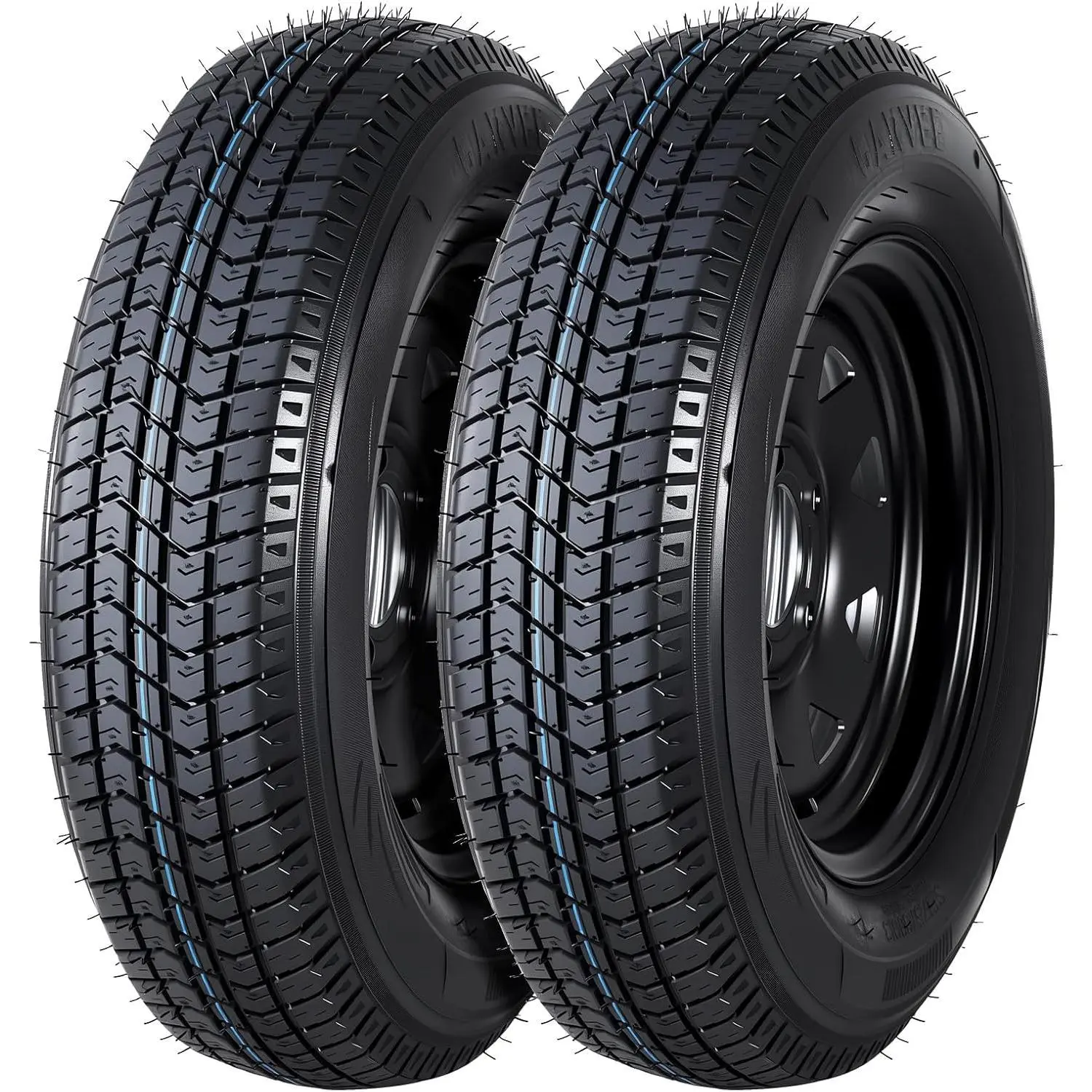Gaomon 2-Pack Trailer Tire On Rim ST175/80D13 Trailer Tires and Wheels 5 Lug on 4.5 in PCD Trailer Tires with 13 in Rims Load Range C 6PR Black