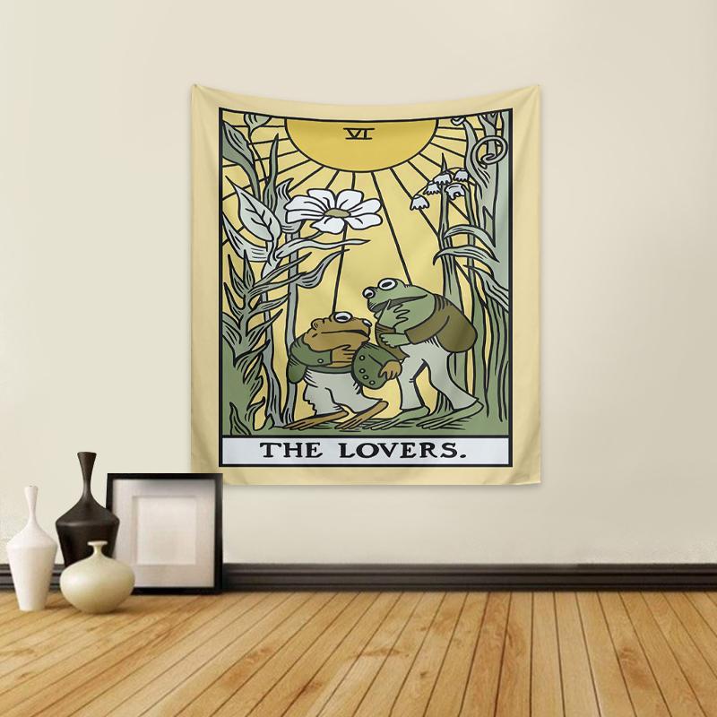 Sunflower Plant & Frog Pattern Design Tapestry Wall Mural, Wall Hanging Canvas with Mounting Kit, Summer Wall Decoration for Living Room, Bedroom, Dormitory, Wall Insulation Blanket, Halloween