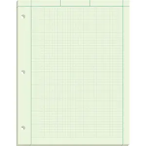 Engineers Computation Pad, Size 8-1/2 x 11, Greentint Paper, 5x5 Ruling, 3 Hole Punched, 100 Sheets Per Pad (22-142)