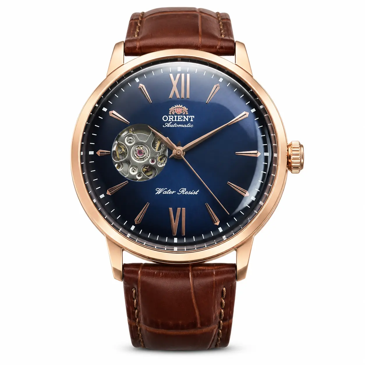 Orient Automatic Mechanical Watch Men Hollow Skeleton Leather Steel Band Business Dress Wristwatch