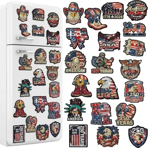 20 Pcs 4th of July Patriotic Diamond Art Magnets 250th Anniversary Eagle Diamond Painting Magnets Memorial Day Red White Blue American Flag Magnetic Gem Art Stickers Kits for Adults DIY Decorfidget toys