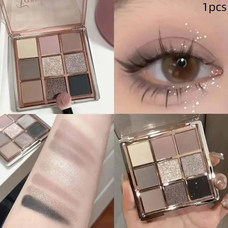 9-Color Chocolate Tone Eyeshadow Palette Matte & Glitter Dual Texture, Highly Pigmented, Smooth Blendable & Long Lasting Finish, Rich Shimmery Glitter Shades for Glam Accents, Shimmer Sparkle Palette, Ideal for DailyWarm Tone Makeup, Perfect for Beginners