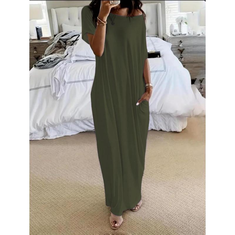 Women's loose casual striped dress, roundneck short sleeves comfortable home wear,elegant Victorian style for autumn and winterSeasons