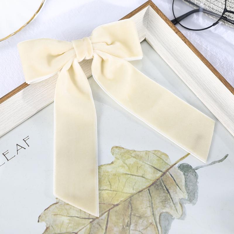 AWAYTR Cute Large Velvet Hair Bows for Women Big Ribbon Bows for Hair Long Tail Bow Hair Clips Elegant Hair Barrettes Hair Accessories for Girls