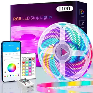 110FT LED Strip Lights for Bedroom, RGB Color Changing Lights with  Sync,  App & Remote Control, 24V LED Light Strip for Room, Kitchen, Party &  Decor (1 Roll)
