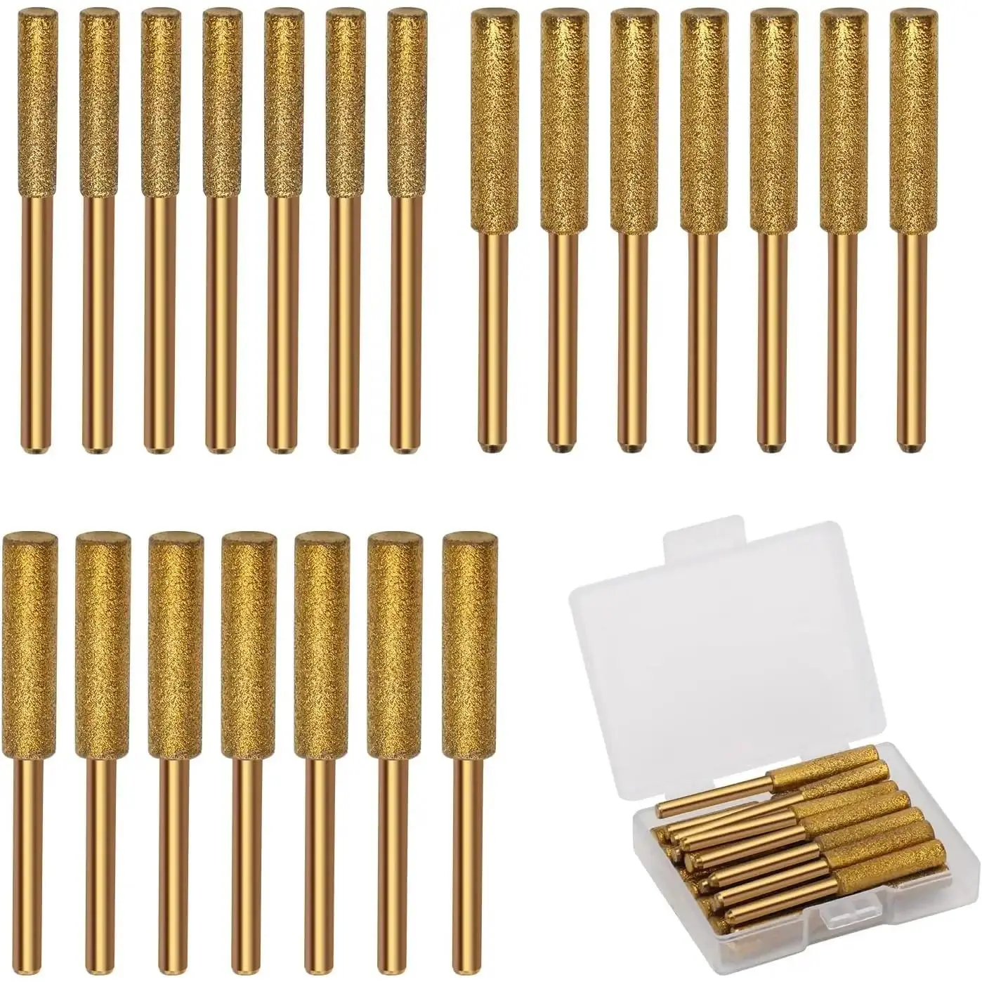 21 Pieces Cemented Carbide Diamond Chainsaw Sharpener with Bearings, 3 Universal Sizes (4.0Mm (5/32 Inch), 4.8mm, 5.5mm) - Polishing Grinding Accessory for Electric Chainsaws, Stone Carvings