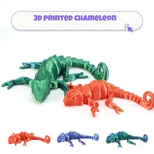 3D Printed Movable Chameleon Figures | Articulated Animal Toys | Unique Home Decor & Kids Gifts