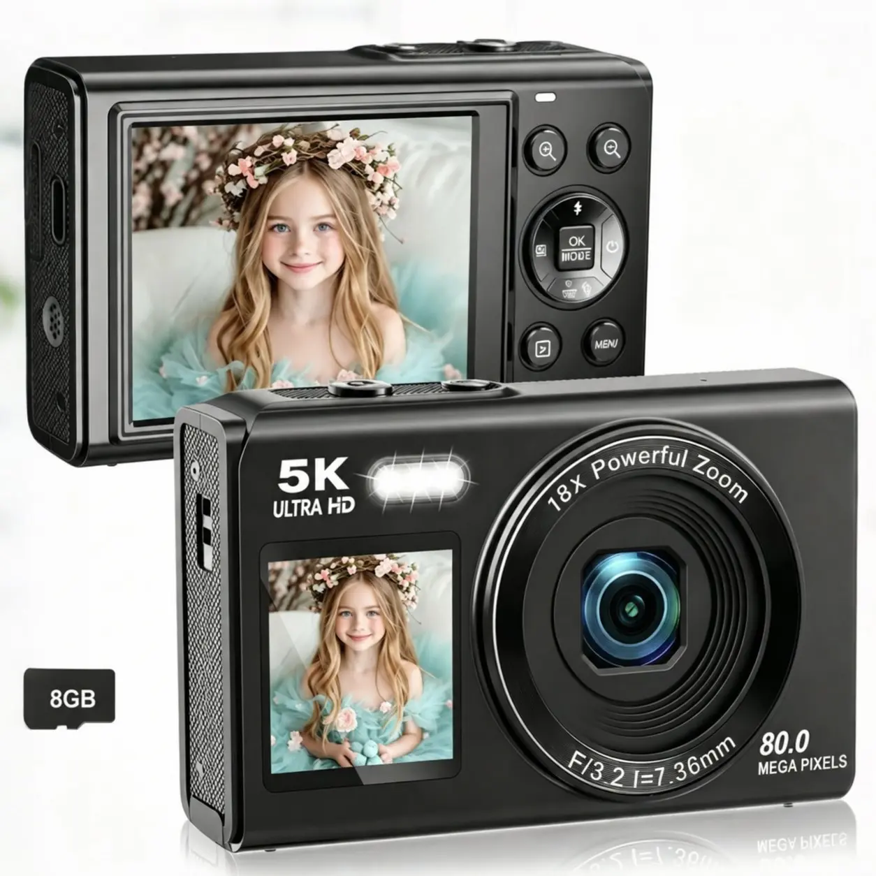Dual Screen HD Pixel Camera, High Definition Camera, Digital Camera for Home Travel, Portable Mini Card Camera, High-Quality Photography, Compact Design