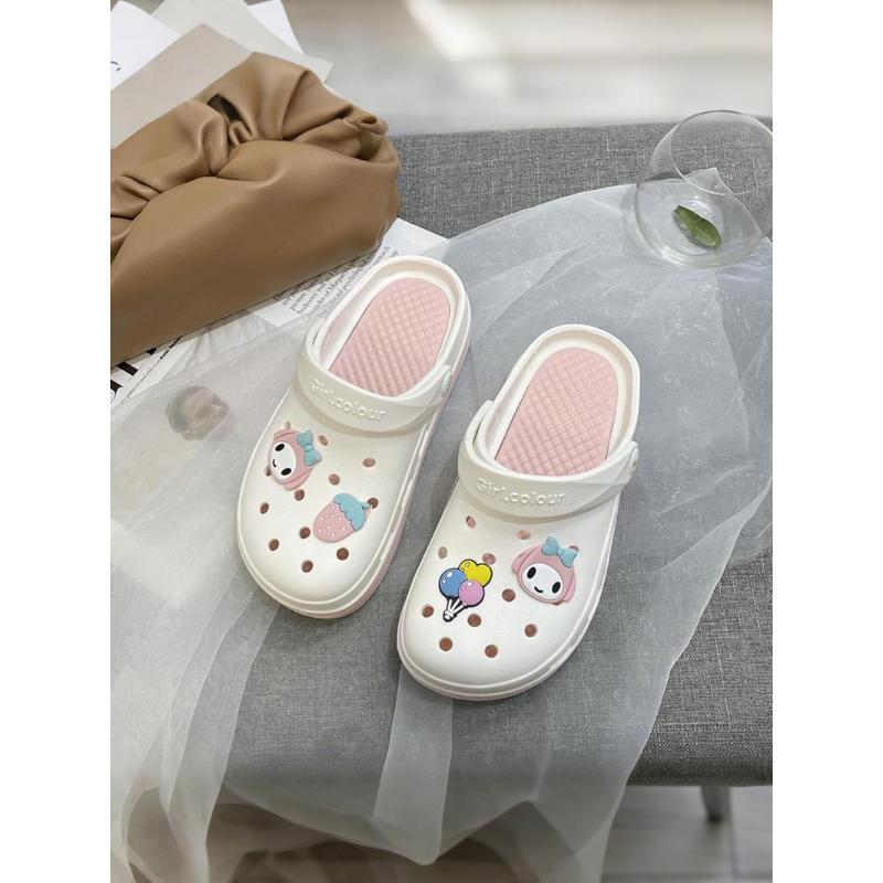 (New)Women's Cute Cartoon Charms Clogs, Casual Comfortable Breathable Platform Non-slip Clogs, Fashionable Shoes for Indoor & Outdoor Wear