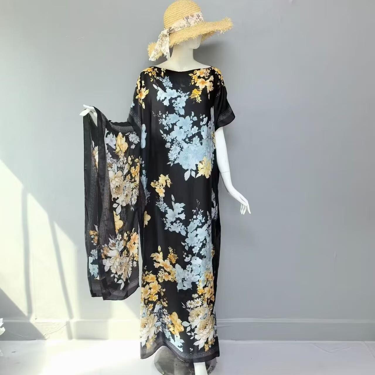 Women's Leopard Print Long Sleeve Kimono & Bandana Set, Casual Open Front Outerwear & Square Scarf Set for Beach Vacation, Beach Cover Up, Ladies Clothes Accessories for All Seasons