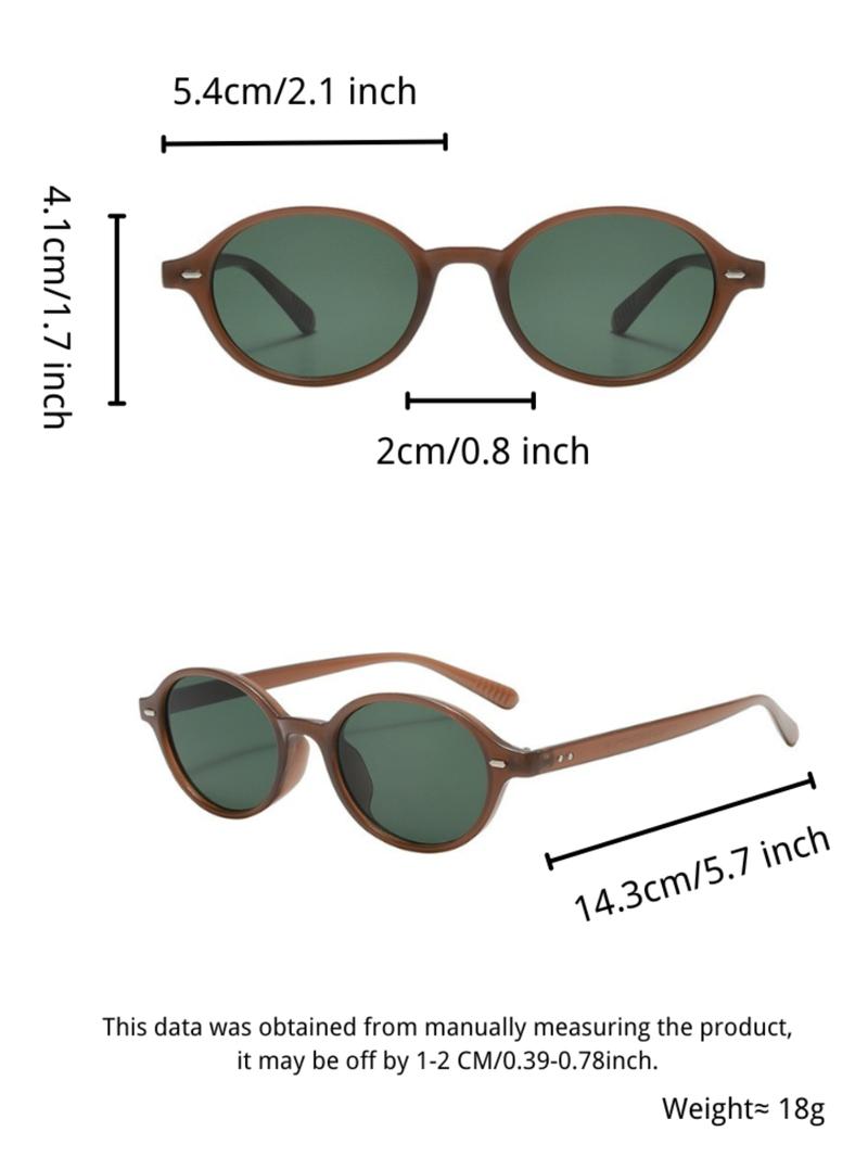 Vintage Rivet Decor Oval Frame Sunglasses, Trendy Casual Full Rim Sunglasses for Everyday Use, Fashion Accessories for Outdoor Activities