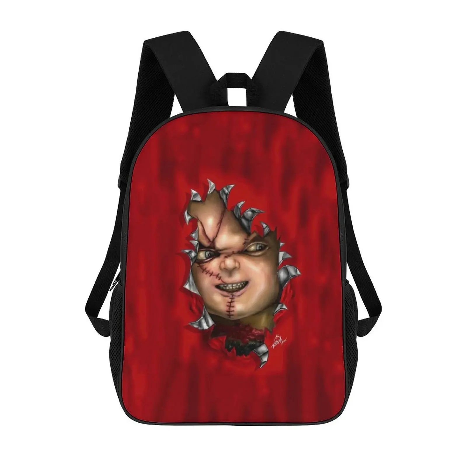 Chucky Horror All-Over Printed Front Oxford Cloth Bag - High-Capacity, Adjustable Straps, Zipper Closure, Casual Style for Fans, Office/School Use to Carry Items