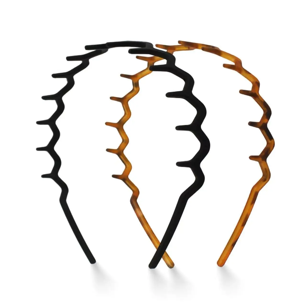 2 count Zig Zag Plastic Headbands Hair Bands Headbands Non Slip Sharks  Hair Comb Headband 90s Wavy Headband with  Black Brown