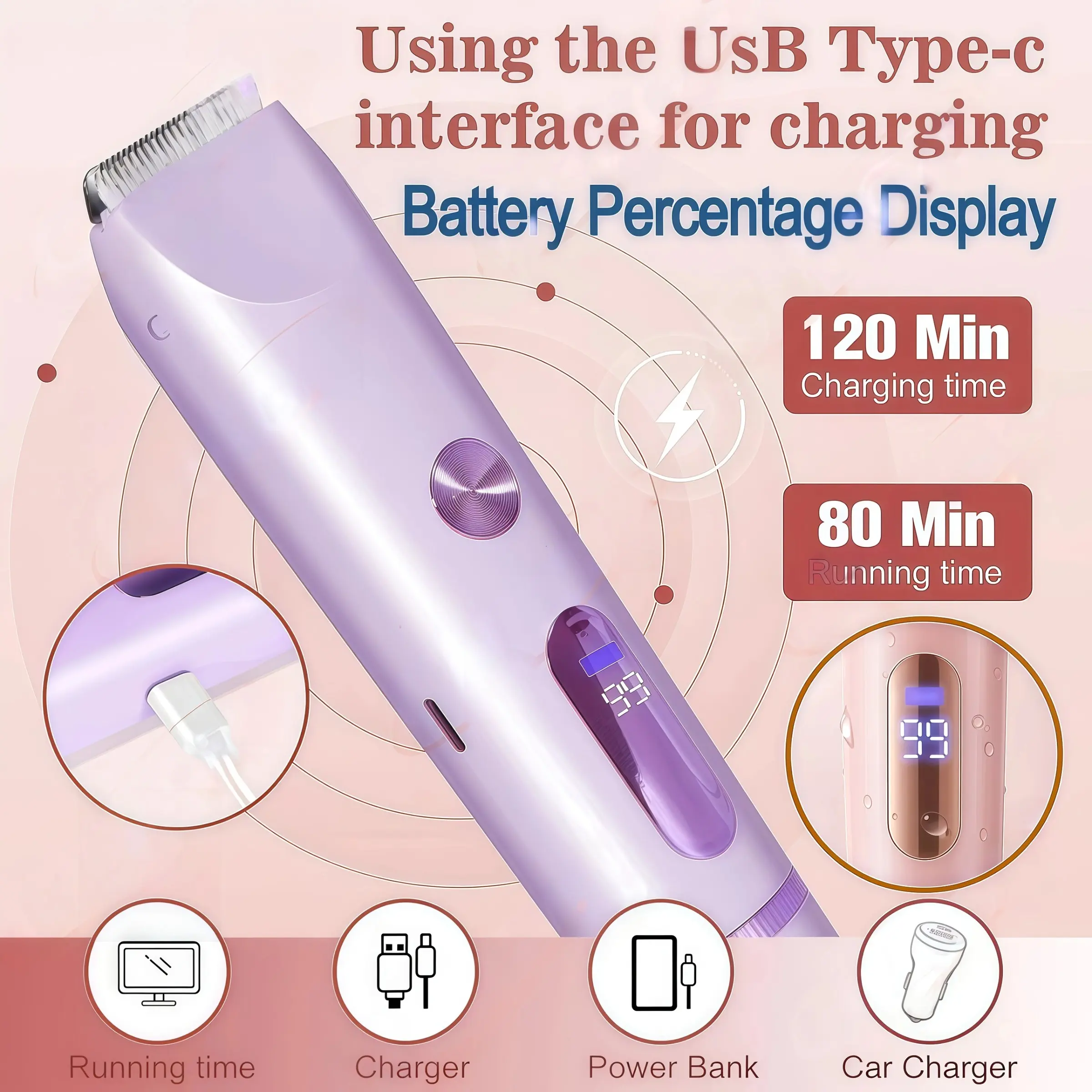 2-In-1 Electric Hair Trimmer for Women, Easy Cleaning, Suitable for Armpits, Doorways, Eyebrows, Intimate Areas, Model Skt-667
