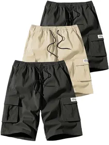 Men's Summer Workwear Shorts Set of 3, Multi-Pocket Utility Pants, Adjustable Waist, Casual Everyday Wear, Comfortable and Versatile