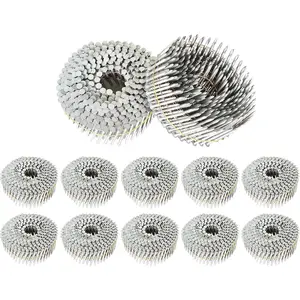 3600 Count Siding Nails 15  /4 Inch x .092 Inch Collated Wire Coil Full Round  Ring Shank Hot-Dipped Galvanized