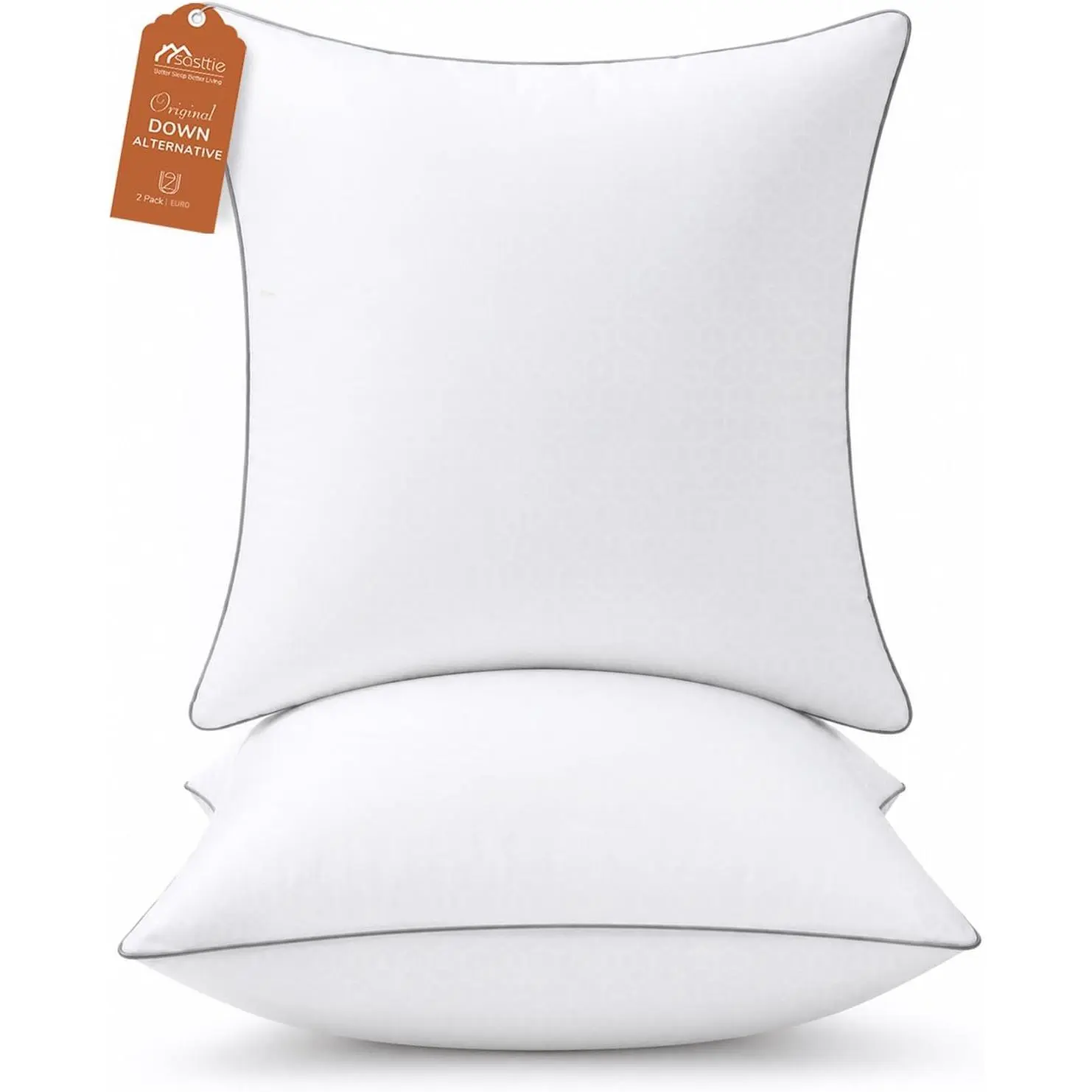 18x18 Throw Pillow Inserts Set of 2, Square Pillows for Couch, Bed, Living Room Decor - Oeko-Tex Certified Down Alternative Plump Filling - Hotel Quality and Machine Washable, 2 Pack