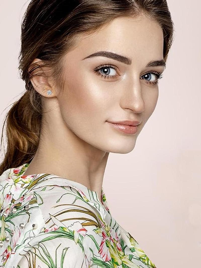 S925 Sterling Silver Glittering Diamond Stud Earrings, Solitaire Earrings, Artificial Zirconia, Pretty Studs, Fashionable Stud Earrings for Women & Girls, Trendy All-match & Exquisite Jewelry for Birthday Gift, Accessories for Women