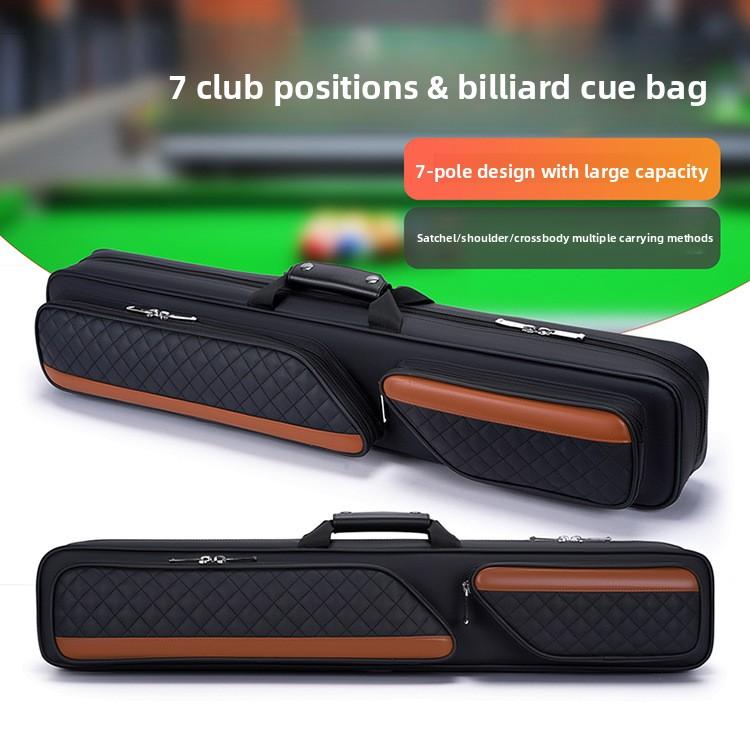 1/2 Billiard Cue Bag with Waterproof Cover, Nine-Ball 7-Hole Large Capacity Barrel Cue Bag, Stylish Billiard Cue Bag