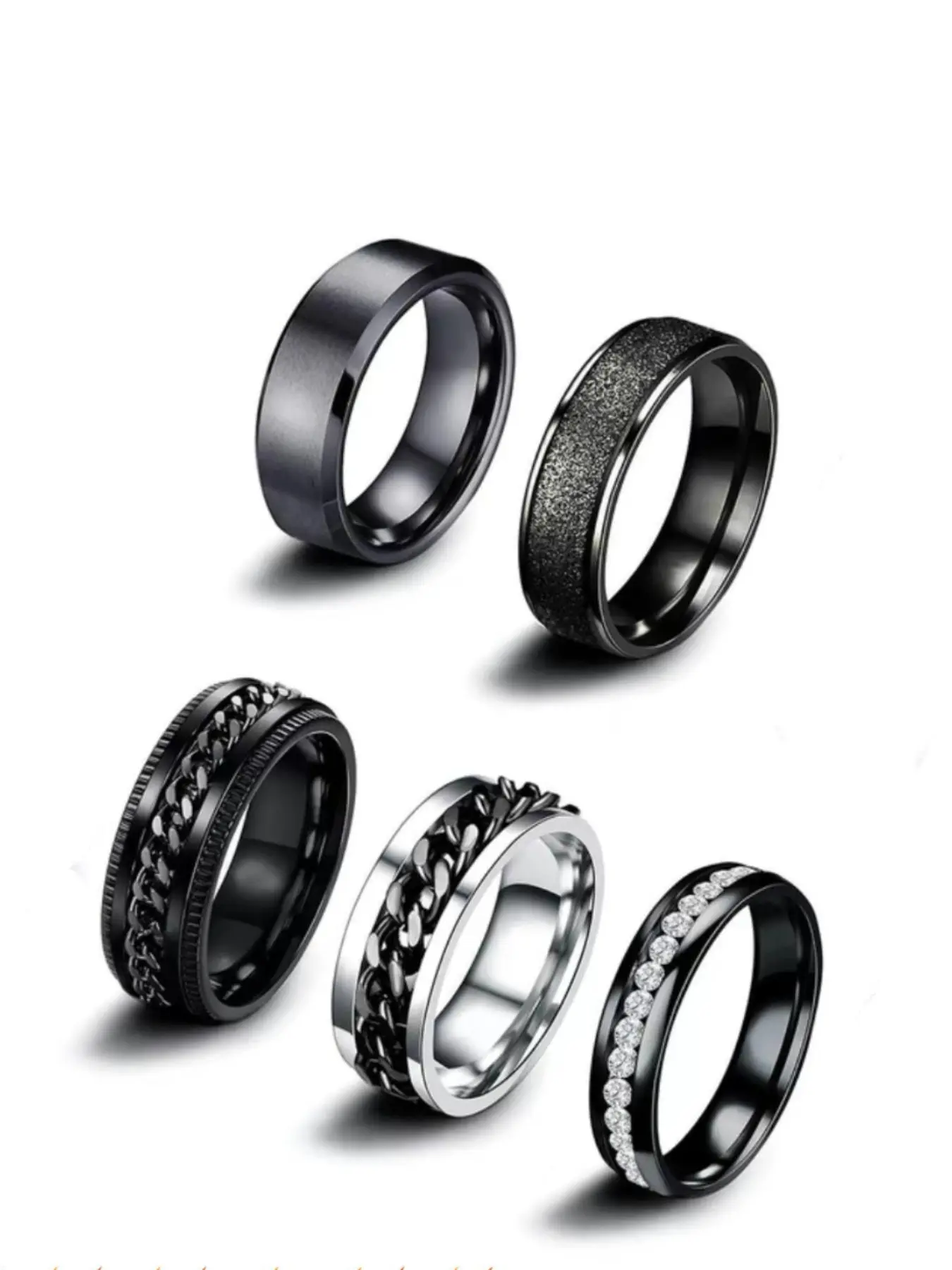 Men's Urban Trendy Set, Imitation Diamond & Dragon Design, Vintage Jewelry Gift, 9-Piece Set, Stacking Rings, Stackable Rings Set, Stainless Steel Rings, Perfect for Him