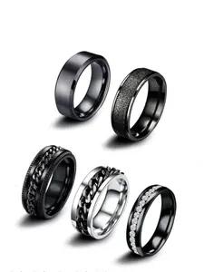 Men's Urban Trendy Set, Imitation Diamond & Dragon Design, Vintage Jewelry Gift, 9-Piece Set, Stacking Rings, Stackable Rings Set, Stainless Steel Rings, Perfect for Him