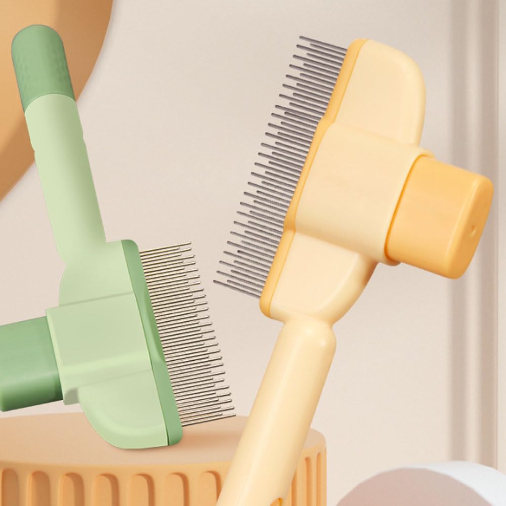 Pet Hair Removal Comb with Release Button for Cats and Dogs, De-Shedding Brush with Long & Short Stainless Steel Teeth for Efficient Hair Removal Pet Hair Removal Comb with Release Button for Cats and Dogs, De-Shedding Brush with Long & Short Stainless Steel Teeth for Efficient Hair Removal