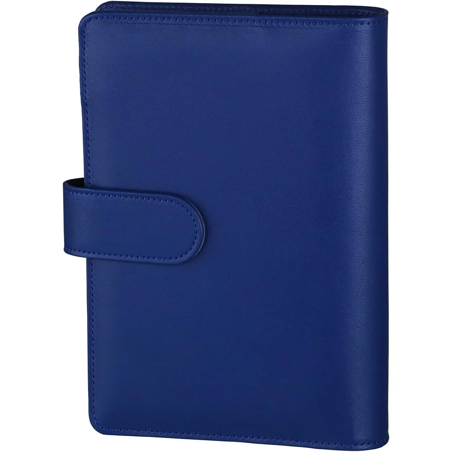 A6 PU Leather Budget Binder, Refillable 6-Ring Notebook for A6 Refill Paper, Loose-Leaf Personal Planner Cover with Magnetic Buckle Closure, Navy BlueGift