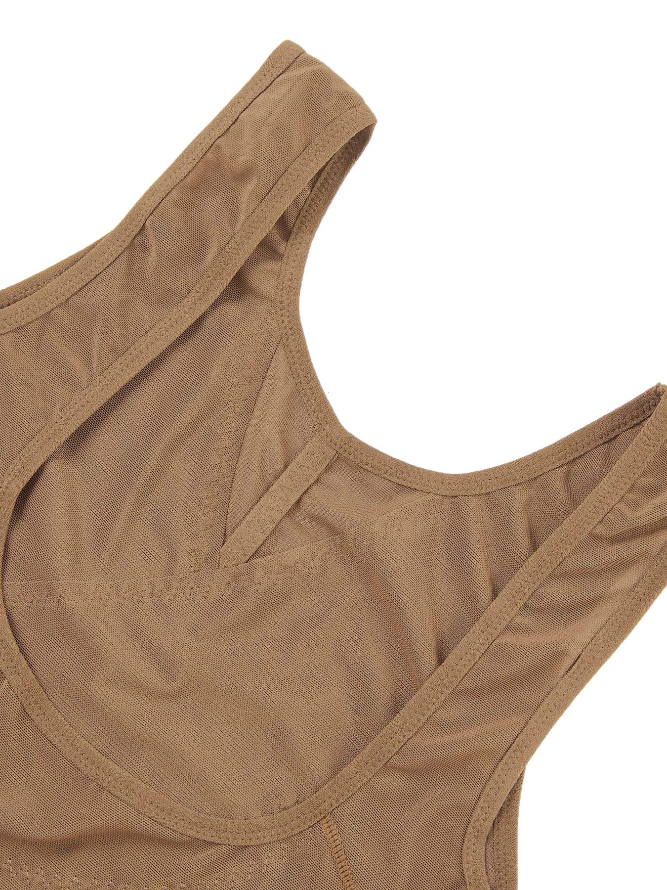 Women's Solid Color Open Bust Adjustable Hook & Eye Closure Crotch Shapewear Bodysuit, Breathable Comfortable Tummy Control High Waist Shaping Push Up Chest Shaper Bodysuit