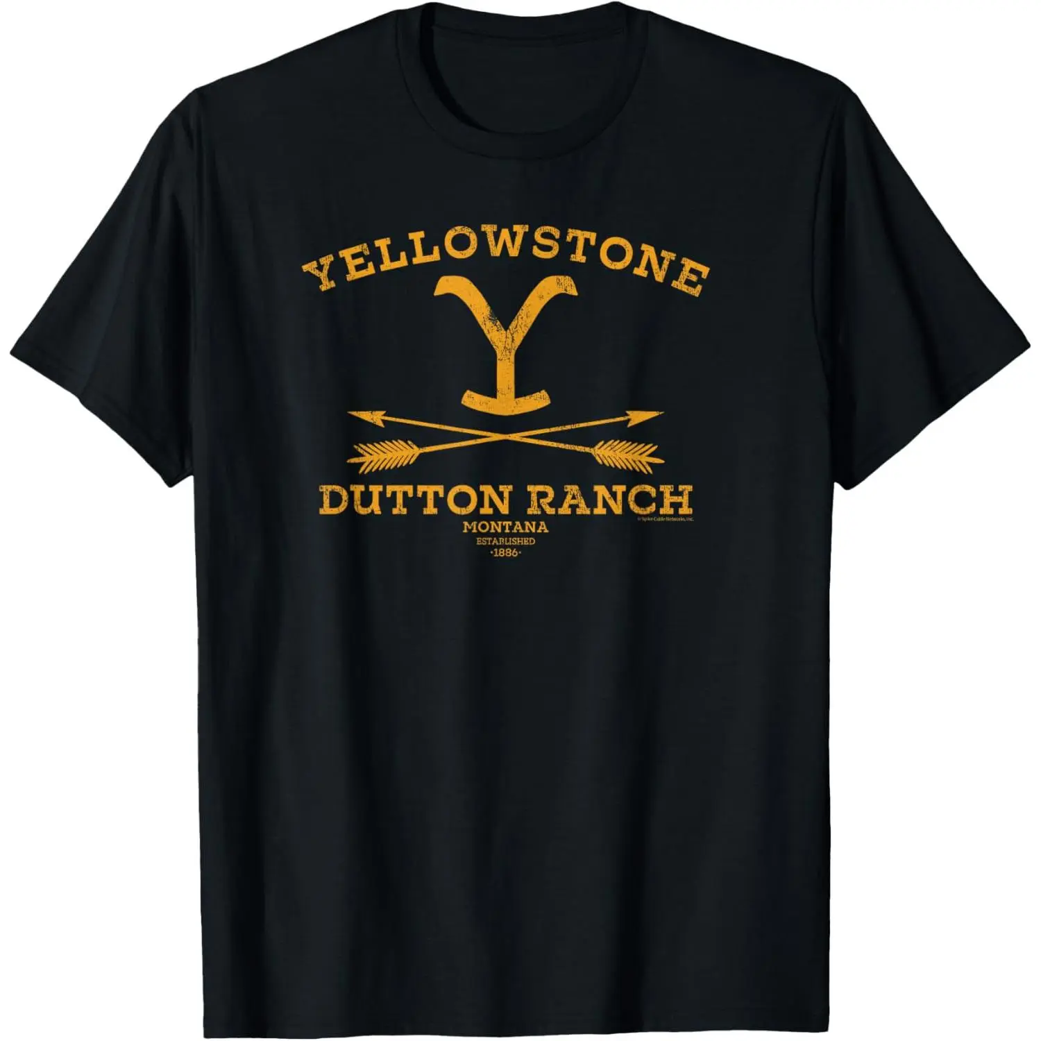 Unisex Classic Western Cowboy Crew Neck Short Sleeve 100% Cotton Sports Top - Loose Fit, Breathable Cloth, Outdoor Camping Tee with Retro Distressed Yellowstone Dutton Ranch Montana 1886 Print, Hand Wash Ok for Men, Women
