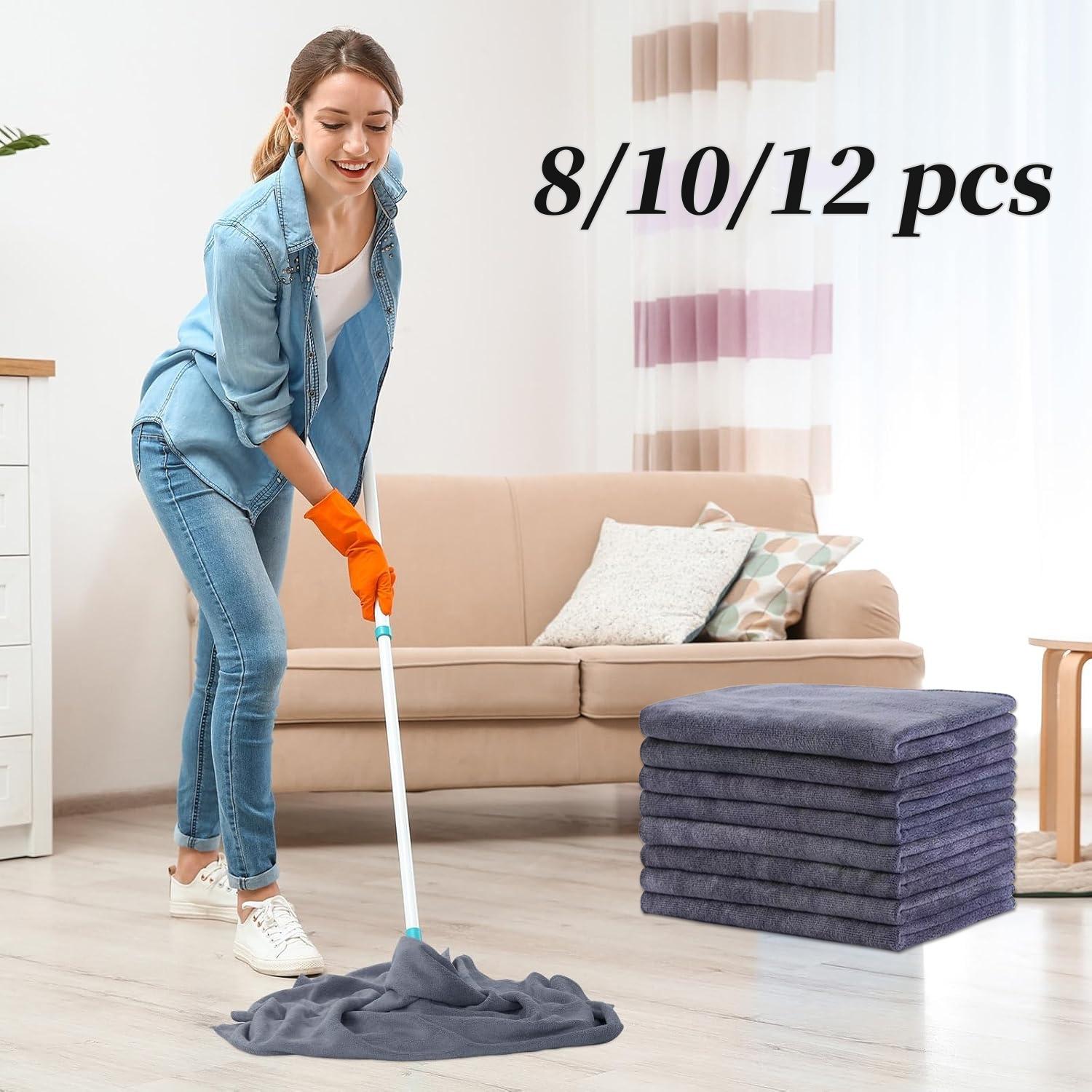 8/10/12 Pack Microfiber Towels, Reusable Kitchen Cleaning Towels, Soft Absorbent Car Wiping Cloths, Car Wash Microfiber Towel, Durable & Eco-Friendly