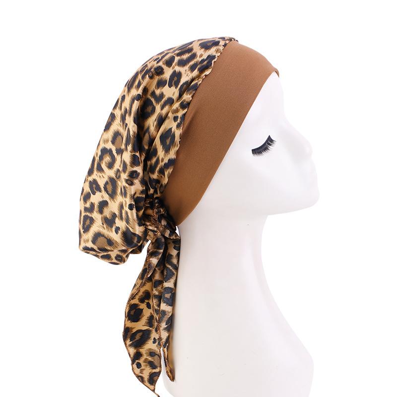 New Braided Turban Hat, Satin Print Tie Chemo Cap, Wide Elastic Sleep Bonnet