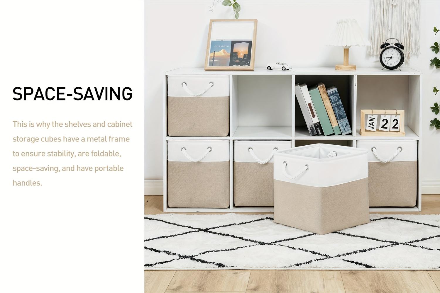 LOVEWE 6Packs Heavy-Duty Foldable Fabric Storage Boxes |   11x11x11 Cube Organizers with Reinforced Handles |   Sturdy Stackable Containers Suitable for Home, Office, Pantry,, or Organization - Space-Saving Design