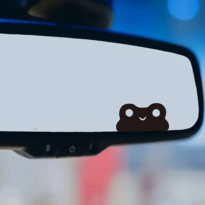 Cute Frog Sticker, Kawaii Probe Design, Self-Adhesive Car Rearview Mirror Sticker, Optimistic Style Decoration, Easy Installation, Fun Frog Car Accessory