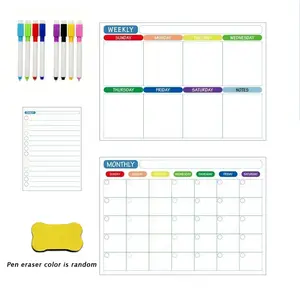 5-piece set. A3 size dry cleaning refrigerator sticker message board. Creative mobile erasable calendar, weekly calendar, refrigerator sticker, message magnetic whiteboard.