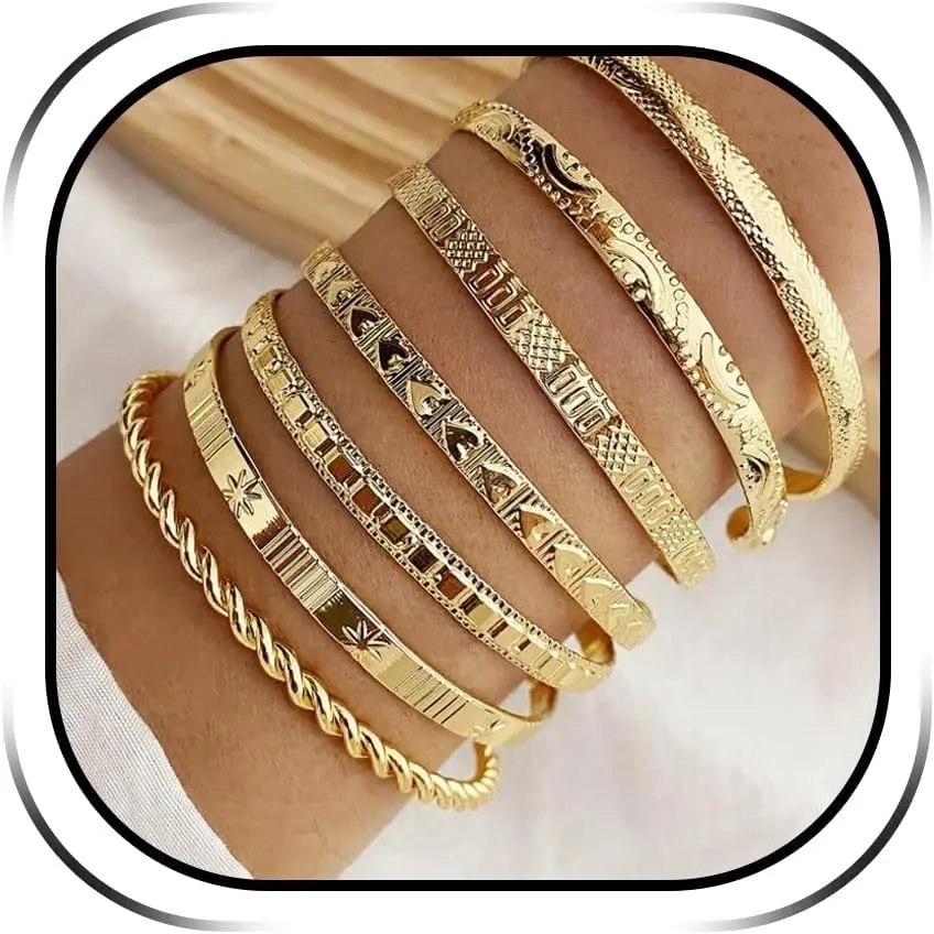Bangles for Women Stackable Layered Bangle Bracelets Chunky Bracelet Stack Set  Bangle Cuff Trendy  India Birthday  for Women