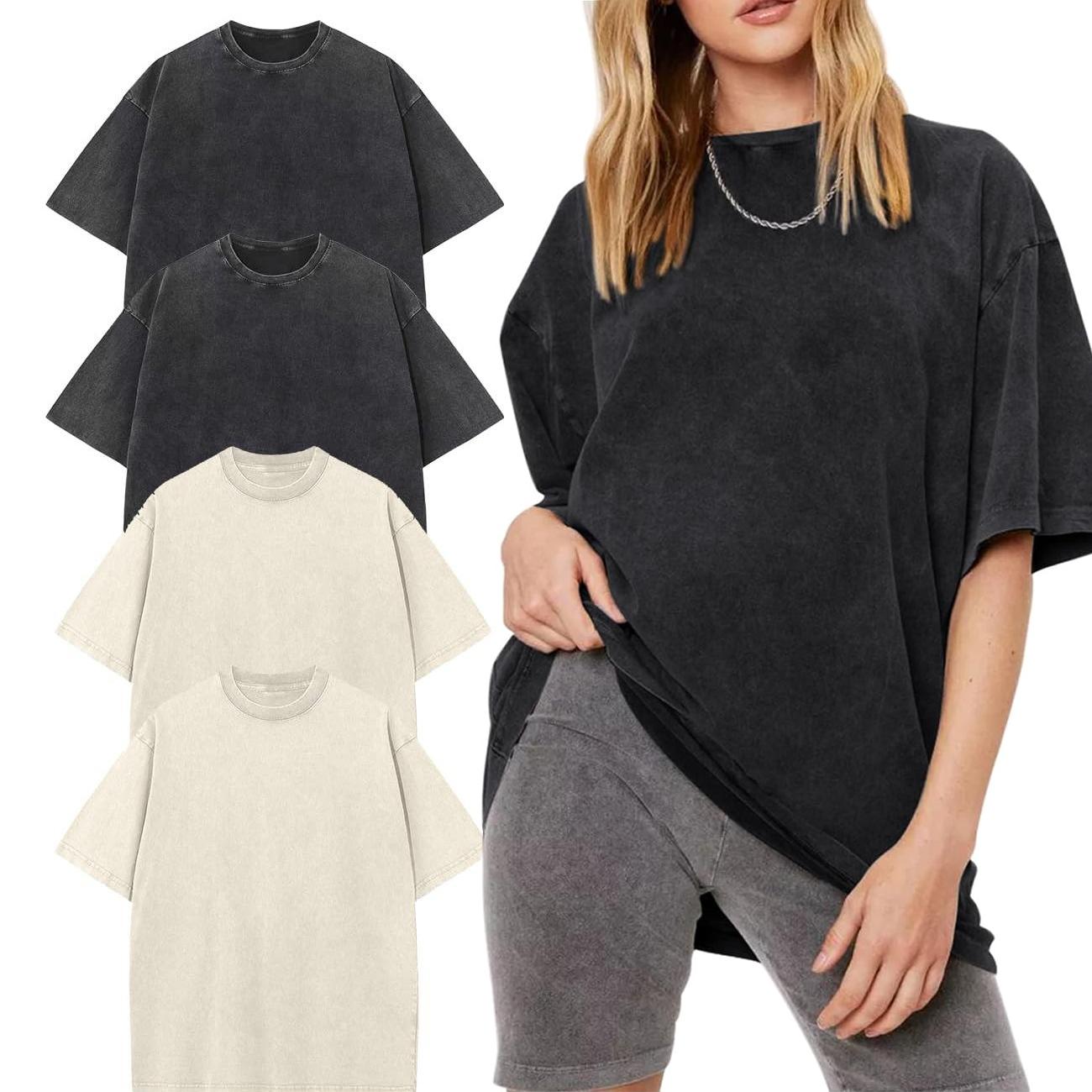 Young 4 Pcs Oversized Tshirts for Women Acid Wash Unisex Loose Fit Vintage Cotton Heavyweight T Shirts Baggy Tees Young 4 Pcs Oversized Tshirts for Women Acid Wash Unisex Loose Fit Vintage Cotton Heavyweight T Shirts Baggy Tees