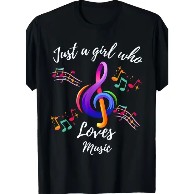 Women's Plus Size Graphic T-Shirt Just A Who Loves Music Musical Note for Music Lovers TShirt, 2026 Summer Shortsleeved Printed Tshirt