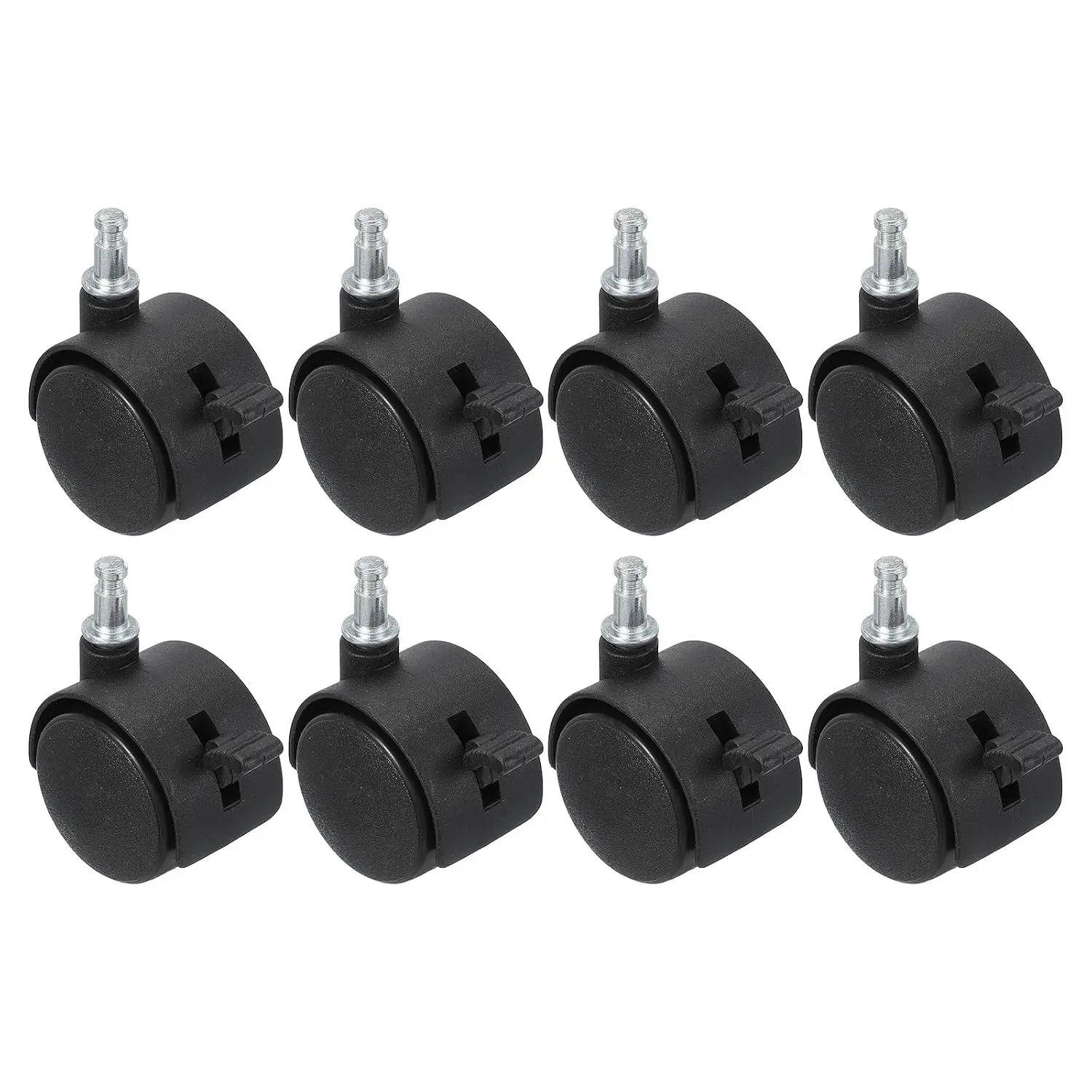 1.5" Office Chair Replacement Wheels, 8 Pcs Heavy Duty Nylon Casters with Brake, Universal Grip Neck Stem for Hardwood Floor and Carpet, Black